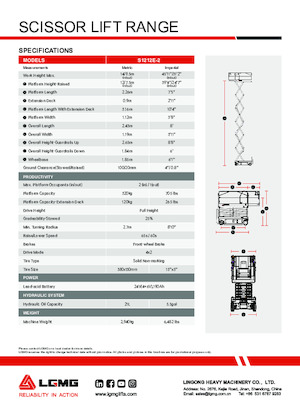 Platforme de ridicare de tip foarfecă pe roți LGMG  S1212E-2