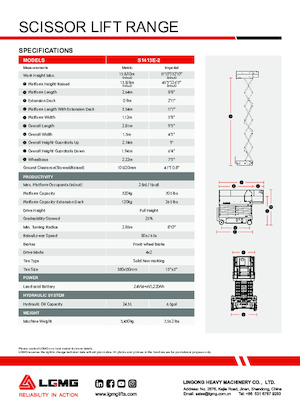Platforme de ridicare de tip foarfecă pe roți LGMG  S1413E-2