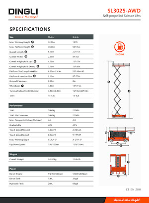 Platforme de ridicare de tip foarfecă pe roți Dingli SL3025-AWD