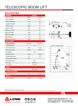 Nacele telescopice pe roți LGMG  T16JE-2