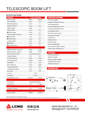 Nacele telescopice pe roți LGMG  T18J-2