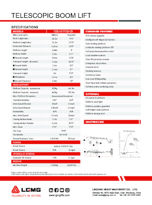 Nacele telescopice pe roți LGMG  T22J-2