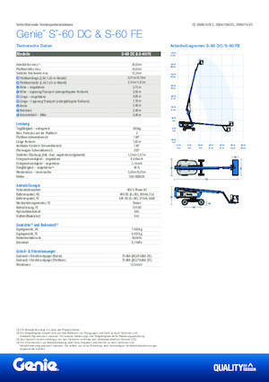 Nacele telescopice pe roți Genie S-60 FE