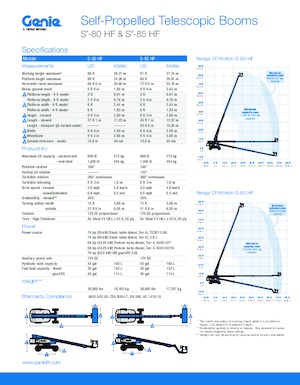 Nacele telescopice pe roți Genie S-85 HF