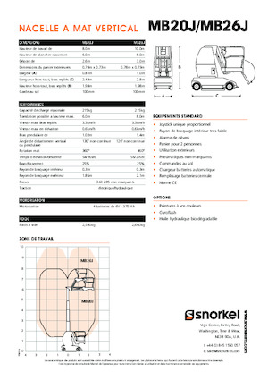 Nacele verticale cu un singur catarg Snorkel MB20J