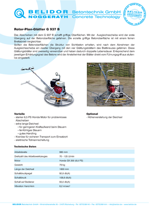 Șlefuitoare de beton Belidor-Noggerath G 937 B