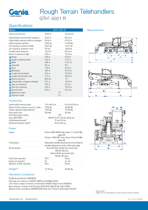 Încărcătoare telescopice cu structură superioară Genie GTH 5021 R