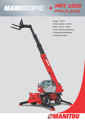 Încărcătoare telescopice cu structură superioară Manitou MRT 1850 Privilege