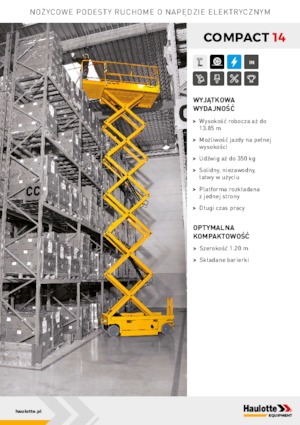 Platforme de ridicare de tip foarfecă pe roți Haulotte Compact 14