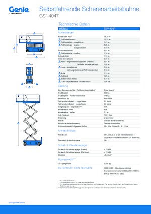 Platforme de ridicare de tip foarfecă pe roți Genie GS-4047