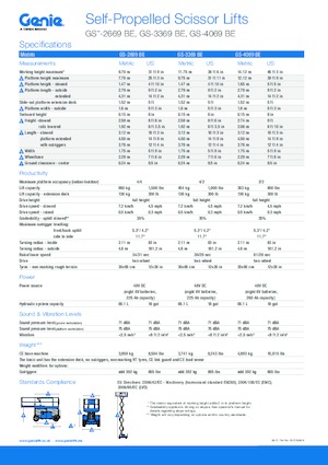 Platforme de ridicare de tip foarfecă pe roți Genie GS-3369 BE