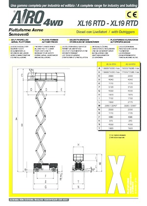Platforme de ridicare de tip foarfecă pe roți AIRO XL19 RTD