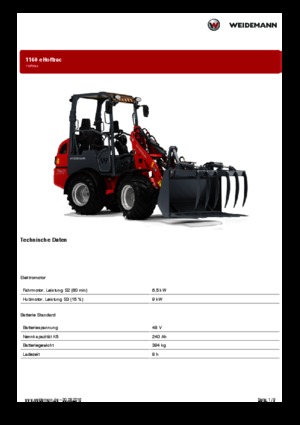 Încărcătoare (pe roți, cu cupă sau furci) Weidemann 1160