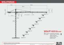 Macalare turn - deplasare cărucior pe braț - rotire în partea superioară Wolffkran 6531.6 cross