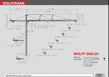 Macalare turn - deplasare cărucior pe braț - rotire în partea superioară Wolffkran 8060.25 cross