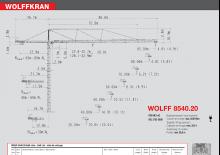 Macalare turn - deplasare cărucior pe braț - rotire în partea superioară Wolffkran 8540.20 cross