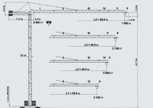 Macalare turn - deplasare cărucior pe braț - rotire în partea superioară Terex Peiner SK 106-F-TS 14.3