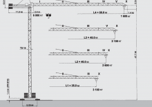 Macalare turn - deplasare cărucior pe braț - rotire în partea superioară Terex Peiner SK 106-F-TS 14.3