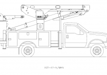 Nacele cu braț articulat montate pe trailer Versalift VST-47-MHN