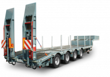 Semi-trailere cu platformă joasă Schwarzmüller 4-axle low loader semitrailer with offset platform